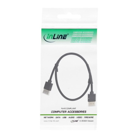 17502S - Câble HDMI Superslim InLine® A vers A, HS avec Eth., Premium, noir / or, 1,8 m