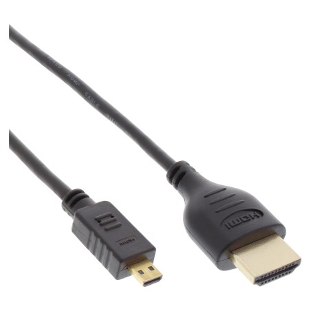 17502D - Câble HDMI Superslim InLine® A vers D, HS avec Eth., Premium, noir / or, 1,8 m