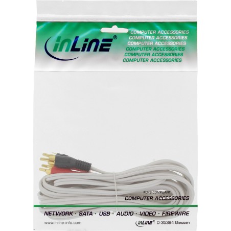 89933U - Câble RCA InLine®, 2x RCA, fiche / fiche, blanc / or, 0,5 m