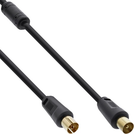 69410P - Câble d'antenne InLine® premium, 2x blindé, avec filtre, 85dB, noir, 10m