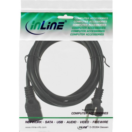 16658H - Câble d'alimentation InLine® 16A, contact de protection droit / fiche appareil froide IEC320/C19, 0,5m