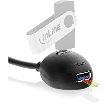 InLine® USB 3.0 Verlängerung, A Stecker / Buchse, schwarz, mit Standfuß, 2m