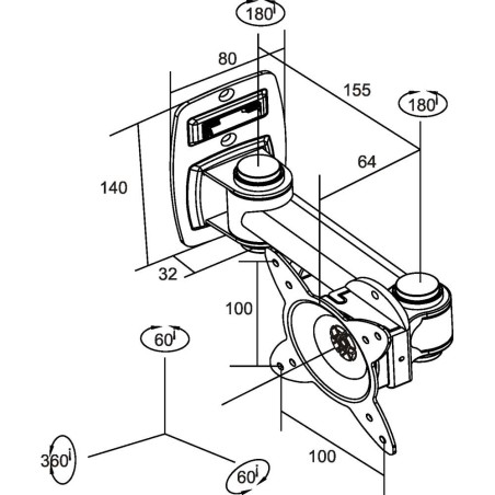 InLine® Wandhalterung für TFT bis 68cm (27"), max. 15kg, einteiliger Arm