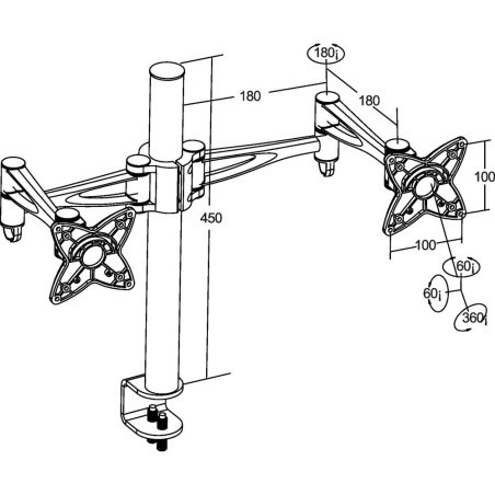 InLine® Tischhalterung für 2x TFT/LCD/LED bis 68cm (27"), max. 2x15kg