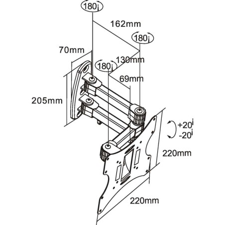 InLine® Wandhalterung für TFT/LCD/LED/Plasma, 58-107cm (23-42"), max. 30kg