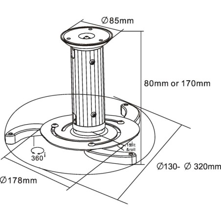 InLine® Deckenhalterung für Beamer, Höhe 130/200mm, max. 10kg