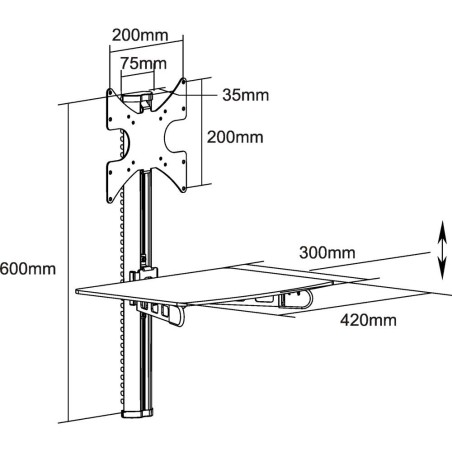 InLine® Wandhalterung, für TV bis 30kg und DVD bis 10kg, bis ca. 81cm (32"), schwarz