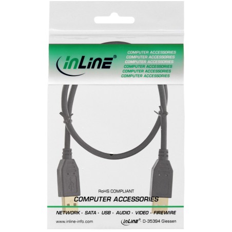 34318S - Câble InLine® USB 2.0, A vers A, noir, contacts dorés, 2 m