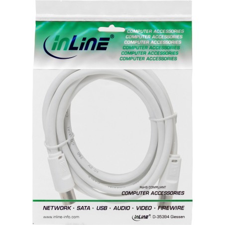 69403 - Câble d'antenne InLine®, 2x blindé, 75dB, blanc, 3m