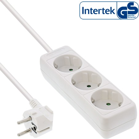 16433W - Multiprise InLine®, contact de protection à 3 voies, blanc, 3 m