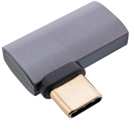 InLine® Adaptateur USB4, USB-C prise/prise femelle coudé à droite/à gauche, alu, gris