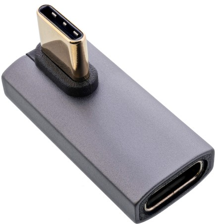 InLine® Adaptateur USB4, USB-C prise/prise femelle verticale coudé à droite/gauche, gris