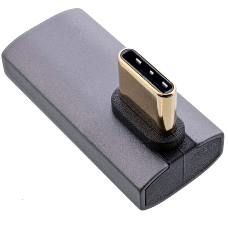 InLine® Adaptateur USB4, USB-C prise/prise femelle verticale coudé à droite/gauche, gris