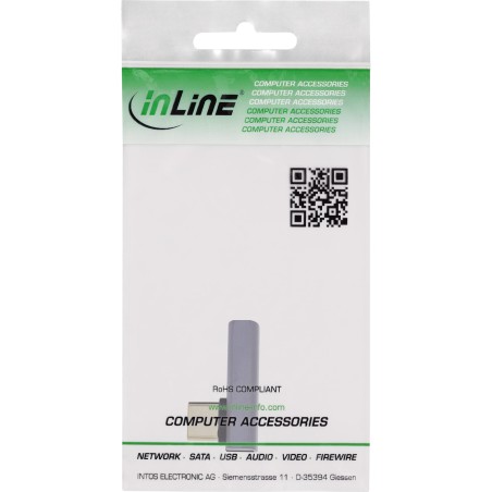 InLine® Adaptateur USB4, USB-C prise/prise femelle verticale coudé à droite/gauche, gris