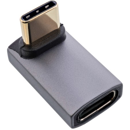 InLine® Adaptateur USB4, USB-C prise/prise femelle coudé(e) en haut/en bas, aluminium, gris