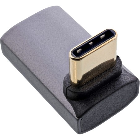 InLine® Adaptateur USB4, USB-C prise/prise femelle coudé(e) en haut/en bas, aluminium, gris