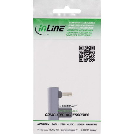 InLine® adaptateur USB4, USB-C prise/prise femelle 180, aluminium, gris