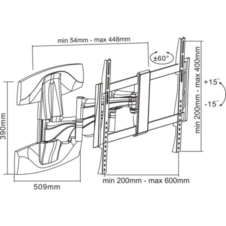 InLine® TV Wandhalterung, für TFT/LCD/LED/Plasma 94-178cm (37-70"), max. 45kg