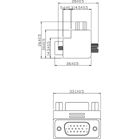 InLine® VGA Adapter 90° Winkel 15pol Stecker/Buchse