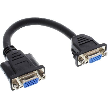 InLine® VGA Adapterkabel, 15pol. VGA Buchse auf Buchse, zum Einbau, 0,2m