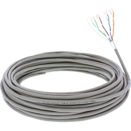 InLine® Telefon-Kabel 8-adrig, 4x2x0,6mm, zum Verlegen, 25m Ring