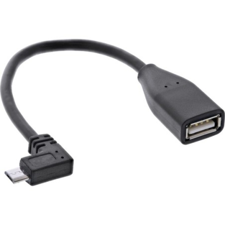 InLine® Micro-USB OTG Adapterkabel, Micro-B Stecker gewinkelt an USB A Buchse, 0,15m