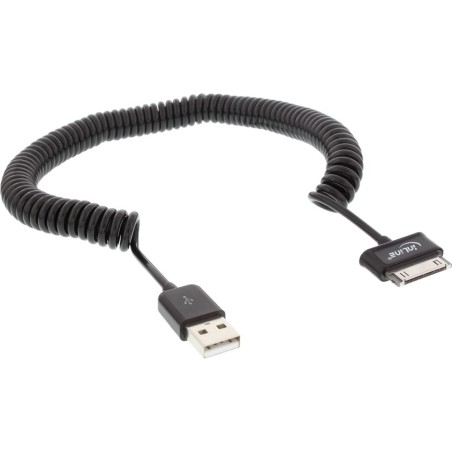 InLine® Samsung Galaxy Tablet USB Spiralkabel, Samsung Stecker an USB A Stecker 3m