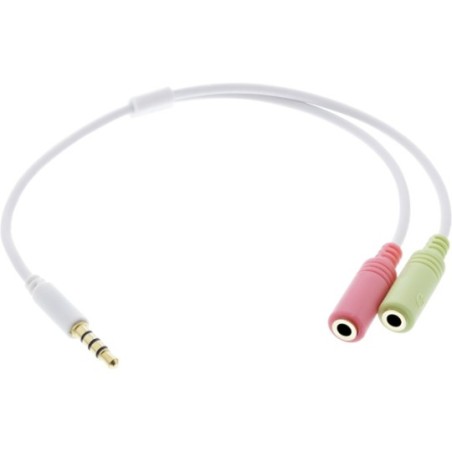 InLine® Audio Headset Adapterkabel, 3,5mm Klinke Stecker 4pol. an 2x 3,5mm Klinke Buchse, 0,15m