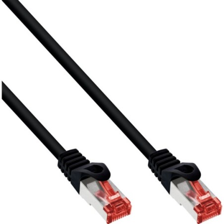 InLine® Patchkabel, S/FTP (PiMf), Cat.6, 250MHz, halogenfrei, Kupfer, schwarz, 0,25m