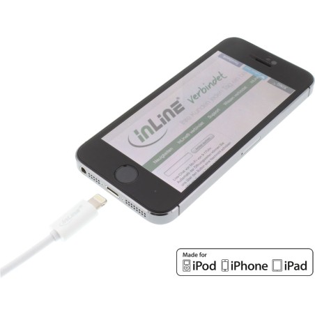 InLine® Lightning USB Kabel, für iPad, iPhone, iPod, weiß, 3m