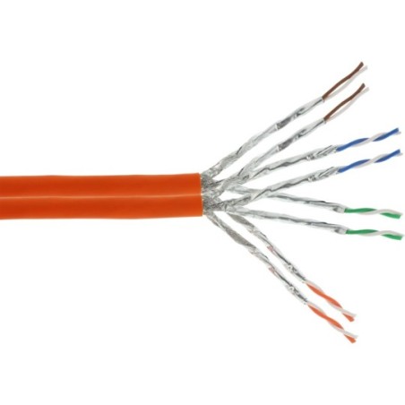 InLine® Duplex Verlegekabel Cat.7a, S/FTP (PiMF), 2x 4x2x0,58 AWG23, 1200MHz, halogenfrei, orange, 100m