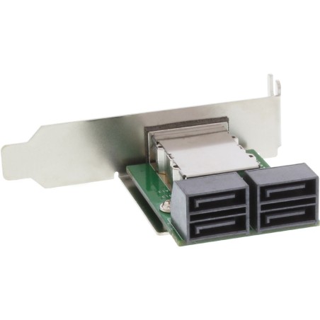 InLine® SAS low profile Slotblech PCI, ext. SFF-8088 (HOST IN) auf int. 4x SATA (TARGET OUT)