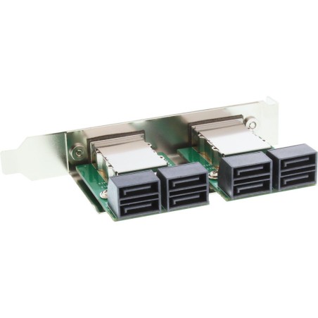 InLine® Dual SAS Slotblech PCI, 2x ext. SFF-8088 (HOST IN) auf int. 8x SATA (TARGET OUT)