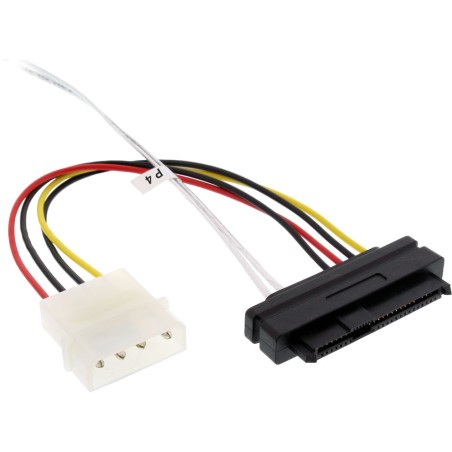 InLine® Mini SAS HD Kabel, SFF-8643 gewinkelt zu 4x SFF-8482 (29-pol.) + Strom, 0,5m