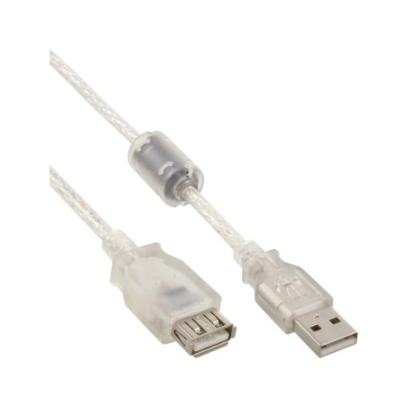 USB 2.0 Rallonge, InLine®, mâle/fem. type A, transparent, avec noyau magnétique, 2m