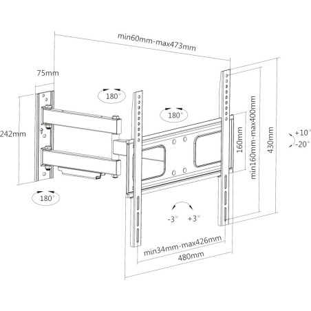 InLine® Wandhalterung, für Display 81-139cm (32-55"), max. 50kg