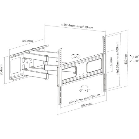 InLine® Wandhalterung, für Display 94-178cm (37-70"), max. 50kg