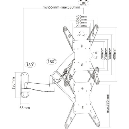 InLine® Wandhalterung mit Lifter, beweglich, für Displays bis 119cm (47"), max. 20kg