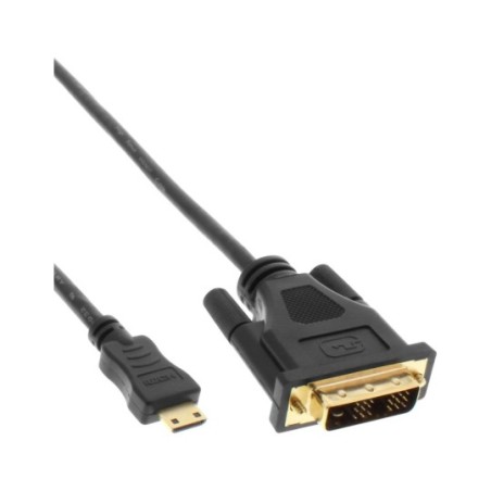 InLine® Mini-HDMI zu DVI Kabel, HDMI Stecker C zu DVI 18+1, verg. Kontakte, schwarz, 1m