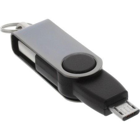 InLine® Micro-USB Schlüsselanhänger, Micro-B Stecker an USB A Stecker, zum Laden und Datentransfer