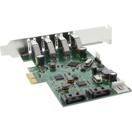 InLine® Schnittstellenkarte, 4x USB 3.0 + 2x SATA 6Gb/s, PCIe, inkl. Low-Profile Slotblech