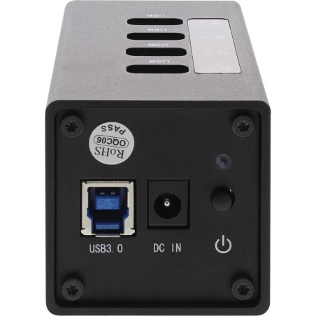 InLine® USB 3.0 Aluminium Hub, 4 Port, schwarz, mit 2,5A Netzteil