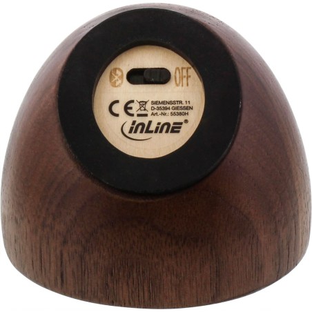 InLine® woodwoom, Mini Bluetooth Walnuss-Holz Lautsprecher, 52mm