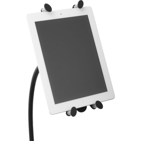 InLine® iPad / Tablet Standfuß mit Schwanenhals, Aluminium / Glas / Metall, schwarz, universal für Tablets bis 10,4"