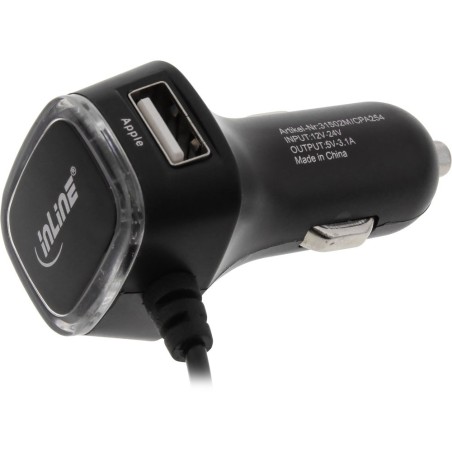 InLine® USB KFZ Ladegerät Stromadapter, 12/24VDC zu 5V / 3.1A , 2x USB A + Micro USB 5pin Stecker