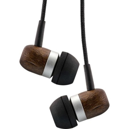 InLine® woodin-ear, In-Ear Headset mit Kabelmikrofon und Funktionstaste, Walnuß