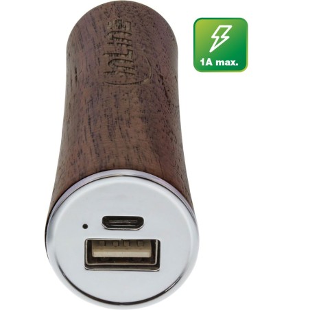 InLine® woodpower, USB Akku PowerBank 3.000mAh, mit LED Anzeige, Echtholz, Walnuss