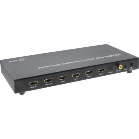 InLine® HDMI Matrix Switch / Umschalter, 4K2K, 4 Eingänge auf 2 Ausgänge