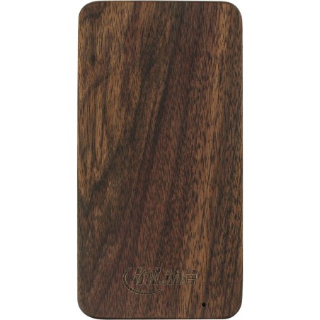 InLine® woodplate, USB Akku PowerBank 5.000mAh, mit LED Anzeige, Echtholz, Walnuss