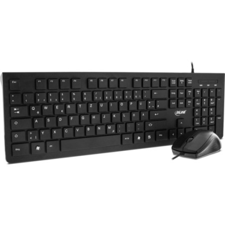 InLine® Basic Desktop, Tastatur-Maus Set, USB-Kabel, Standard DE Layout, optisch 1200dpi, schwarz